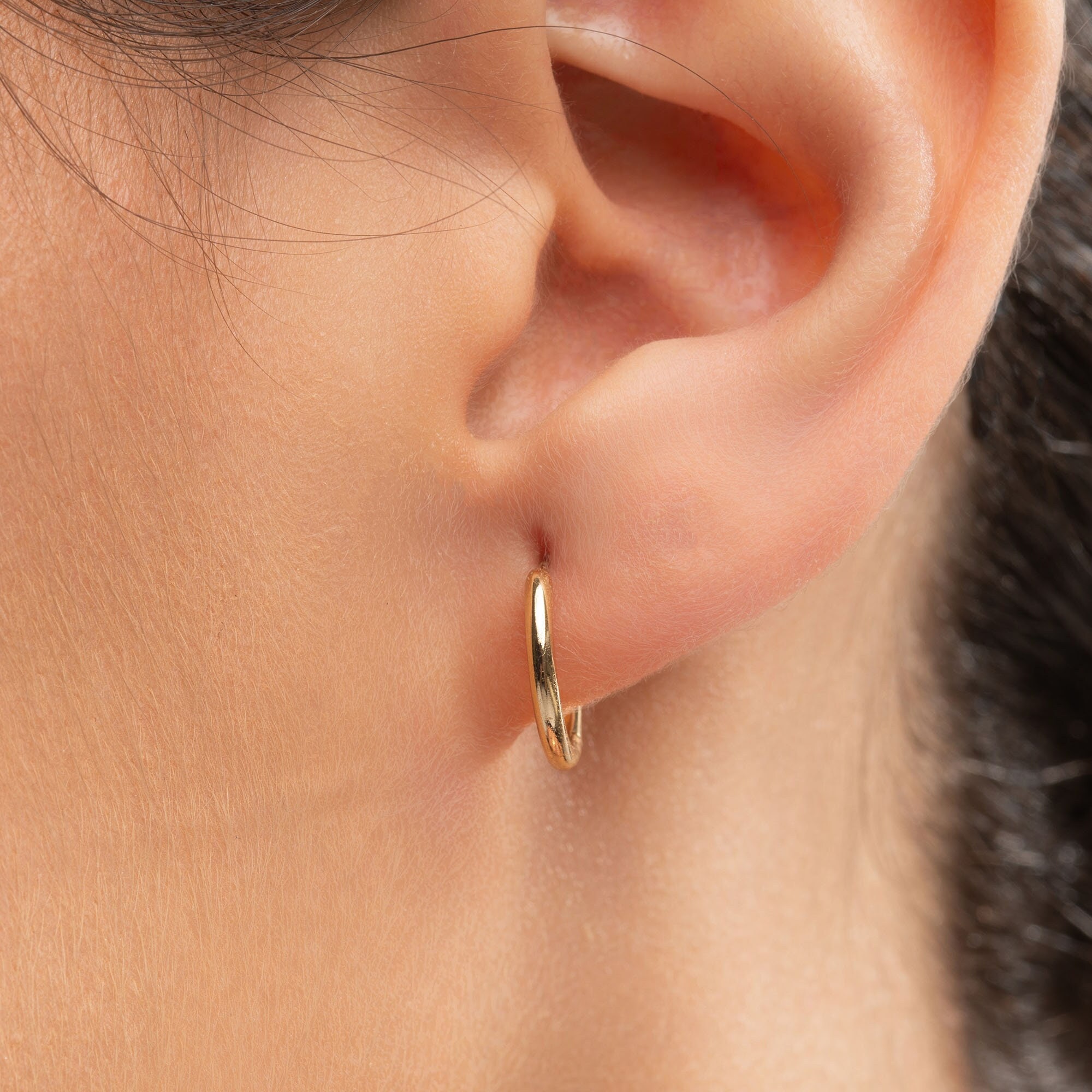 14k Solid Gold Classic Hoop Earrings, Thick Hoop Earrings