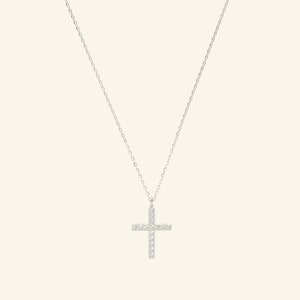 Collar de cruz de diamantes 14k oro sólido / collar de fe cristiana para mujeres / collar religioso / collar de cruz de oro real / regalo para ella imagen 4