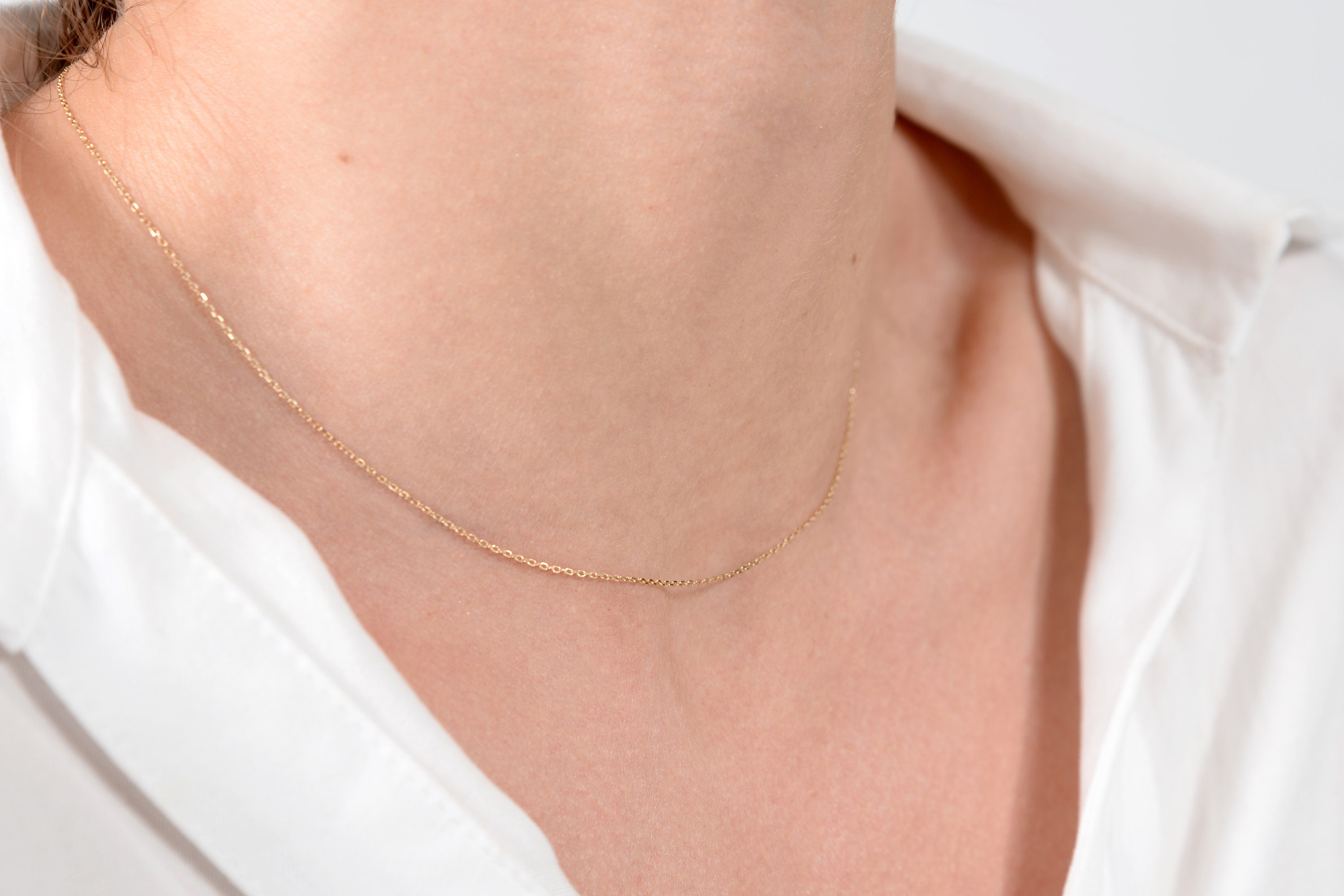 Gold Chain Necklace Solid Gold Chain Tiny Gold Chain Dainty Etsy