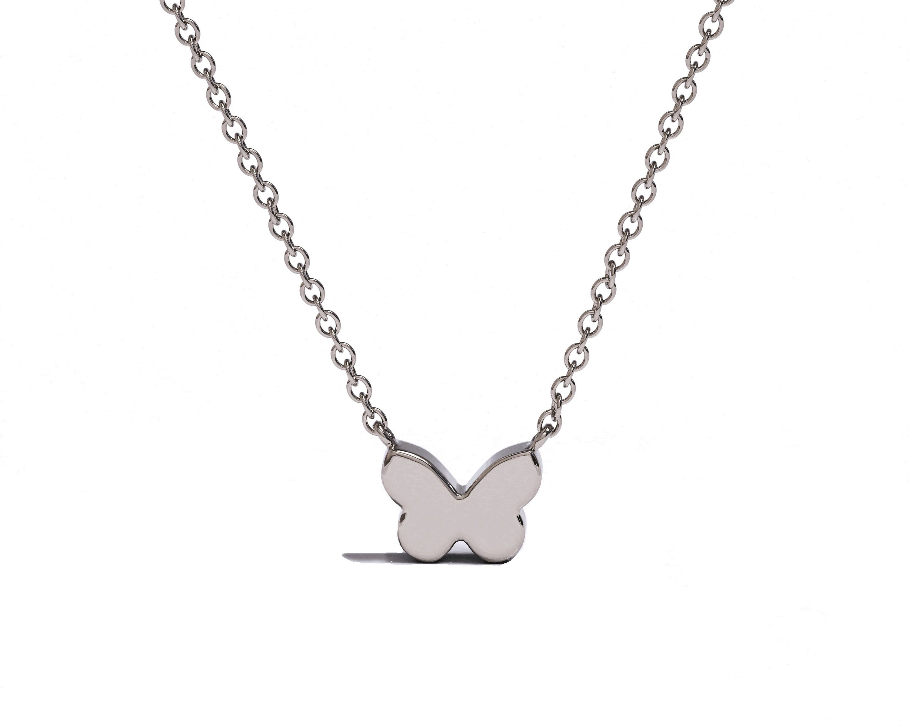 Set Gioielli In Acciaio Inox A Forma Di Farfalla - Perno Orecchino E Pendente Collana - 18 Pezzi 6,5x10mm
