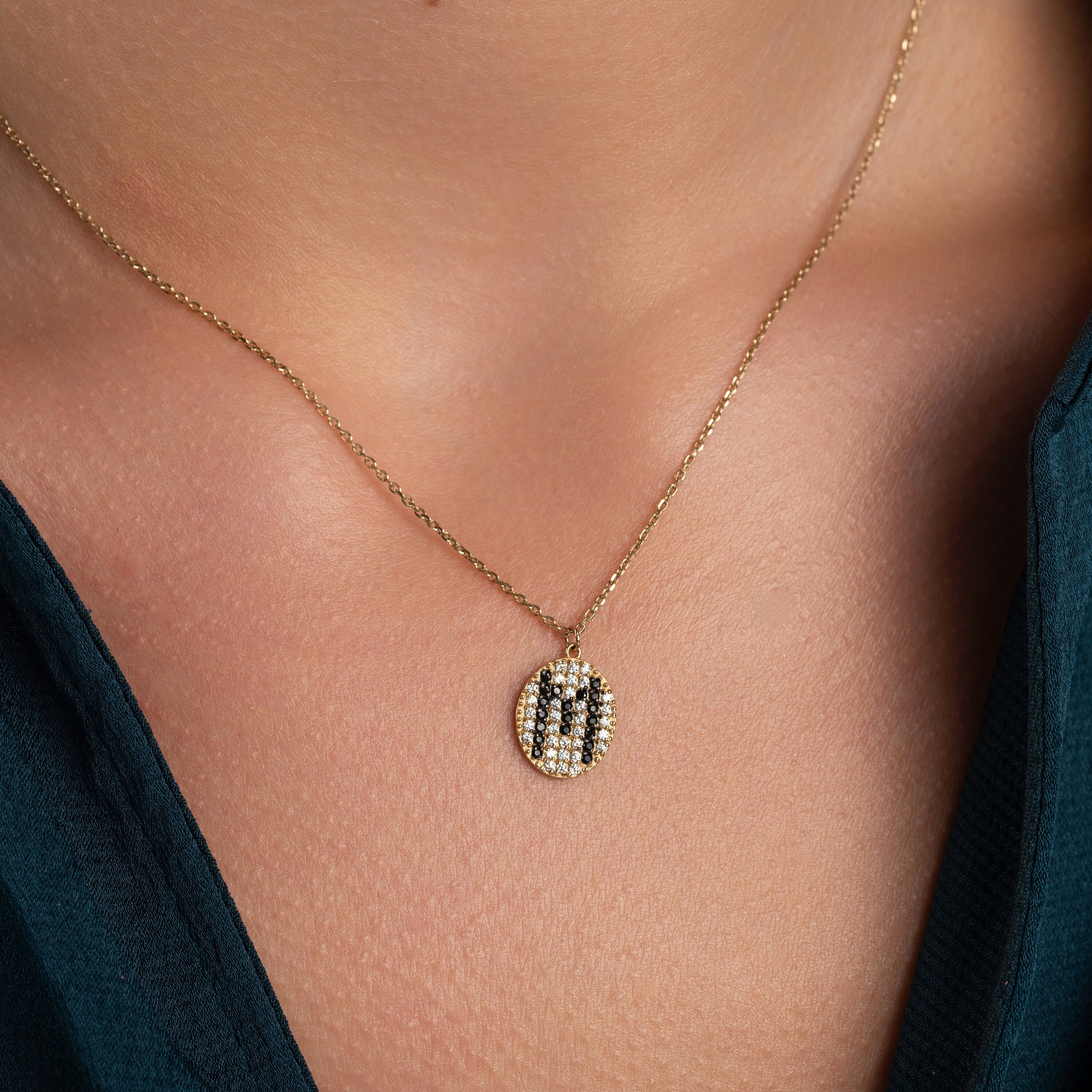 Solid 14k Yellow Gold Personalized Initial Pendant With Diamonds (Letter M Shown)