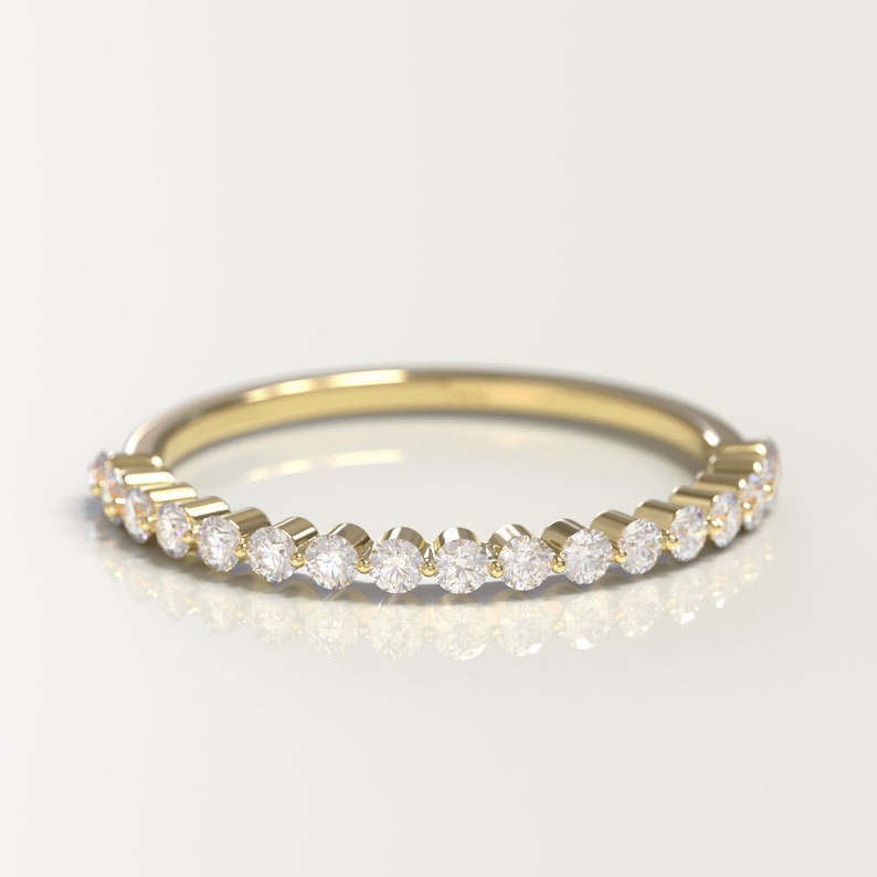 14K Gold Diamond Ring/ Thin Band Diamond Ring/ Stacking Etsy