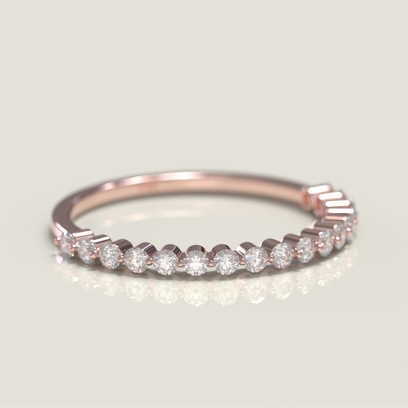 14K Gold Diamond Ring/ Thin Band Diamond Ring/ Stacking Etsy