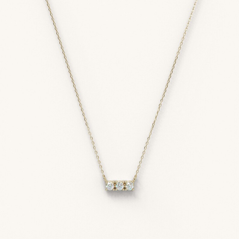 Trio Diamond Necklace / 14k Gold Diamond Necklace 0.18 Ctw / Etsy