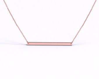 Gepersonaliseerde Gold Bar ketting - aangepaste naam, datums, Romeinse cijfers, coördinaten, 14K Solid Gold Bar ketting, naam Bar ketting