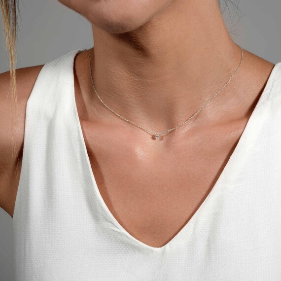 Etsy diamond solitaire necklace best sale