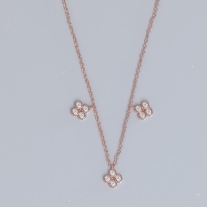 14K Gold Clover Diamond Necklace, Clover Diamond Necklace, Choker Necklace, Gold Diamond Necklace, Natural Diamond Necklace, Gift for Her image 9