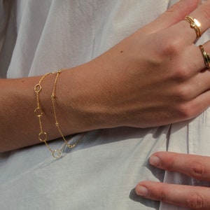 14k Solid Gold Circles Bracelet for Women Link Circles Bracelets Rings Circles Dainty 14k Solid Gold Bracelet Gift for Her image 5