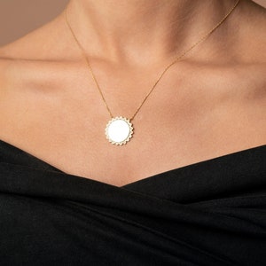 14k Solid Gold Circle Sun Pendant / Sun Pendant Necklace / Solid Gold Sun Pendant Necklace / Custom Necklace / Gold Necklaces for Women image 4