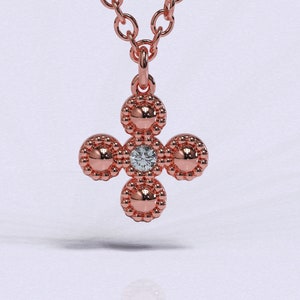 Tiny Diamond Cross Necklace / 14k gold diamond cross necklace / Diamond Cross Pendant / Mini Cross White Diamond Necklace
