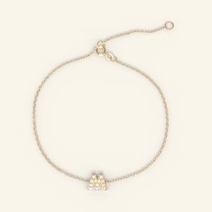 14K Gold Initial Bracelet / Solid Gold Bracelet with Diamonds / Initial Bracelet / Name Bracelet / Letter Bracelet / Gift for Her image 3