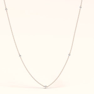 Zierliche Diamant-Halskette, kleine Diamant-Halskette, Diamant-Solitär-Halskette, 14k Solid Gold-Halskette für Frauen, Geschenk für Sie Bild 9