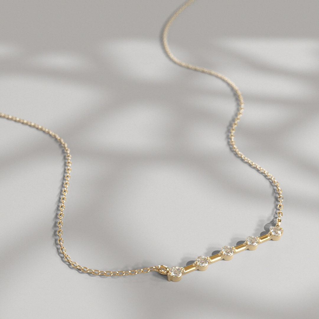 Envy T-Bar Short Gold Necklace with Diamonte Bar main image 0