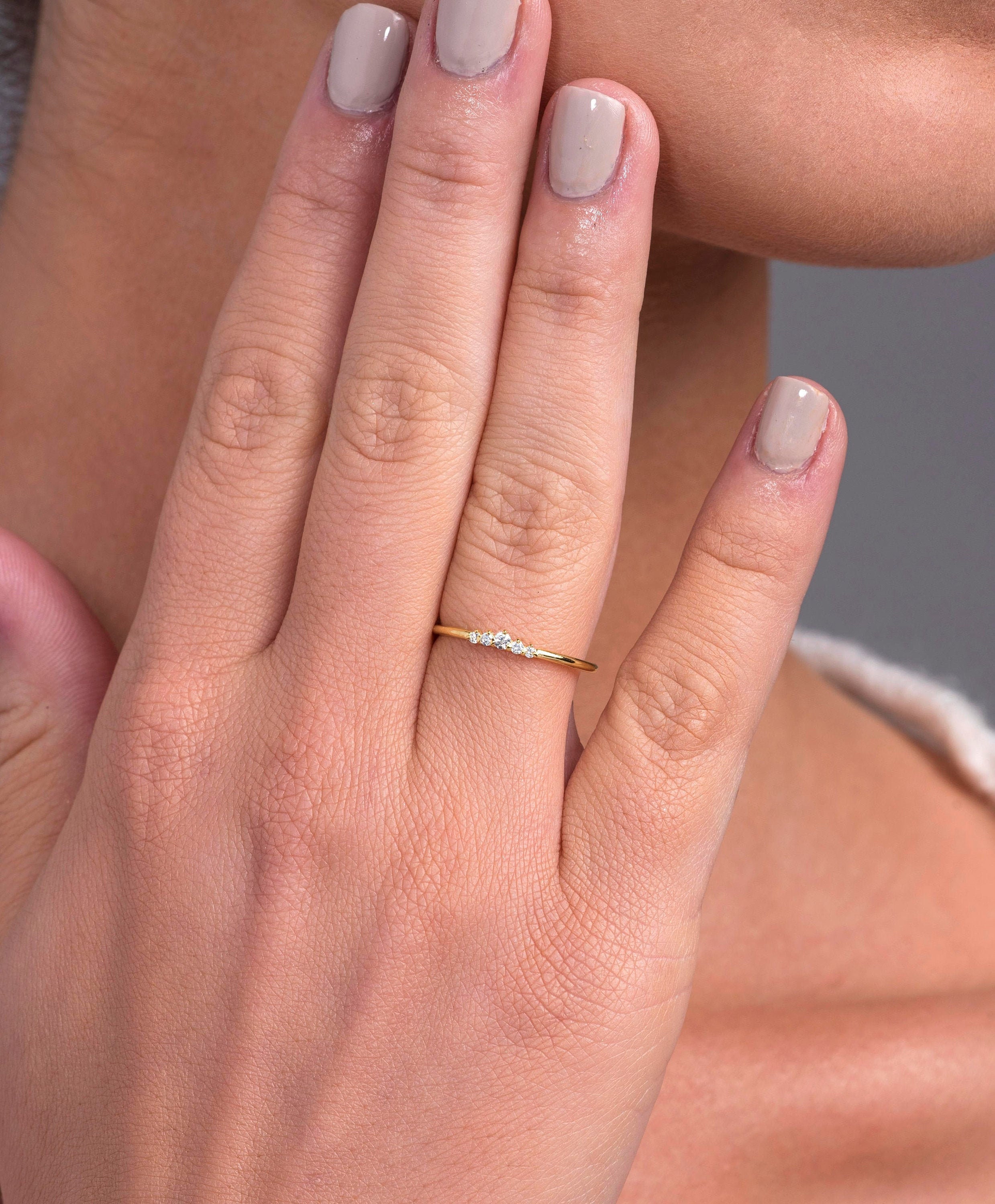 14k Gold Diamond Wedding Band: Dainty Eternity Ring - Etsy