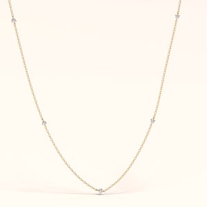 Zierliche Diamant-Halskette, kleine Diamant-Halskette, Diamant-Solitär-Halskette, 14k Solid Gold-Halskette für Frauen, Geschenk für Sie Bild 7
