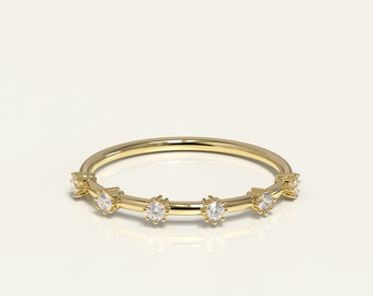 14K Gold Diamond Wedding Band, Anniversary Gift for Her