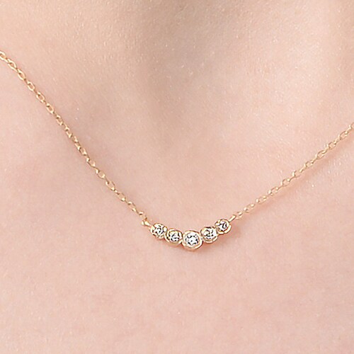 Diamond Bar Necklace 14k Solid Gold Necklace Gold Bar Etsy