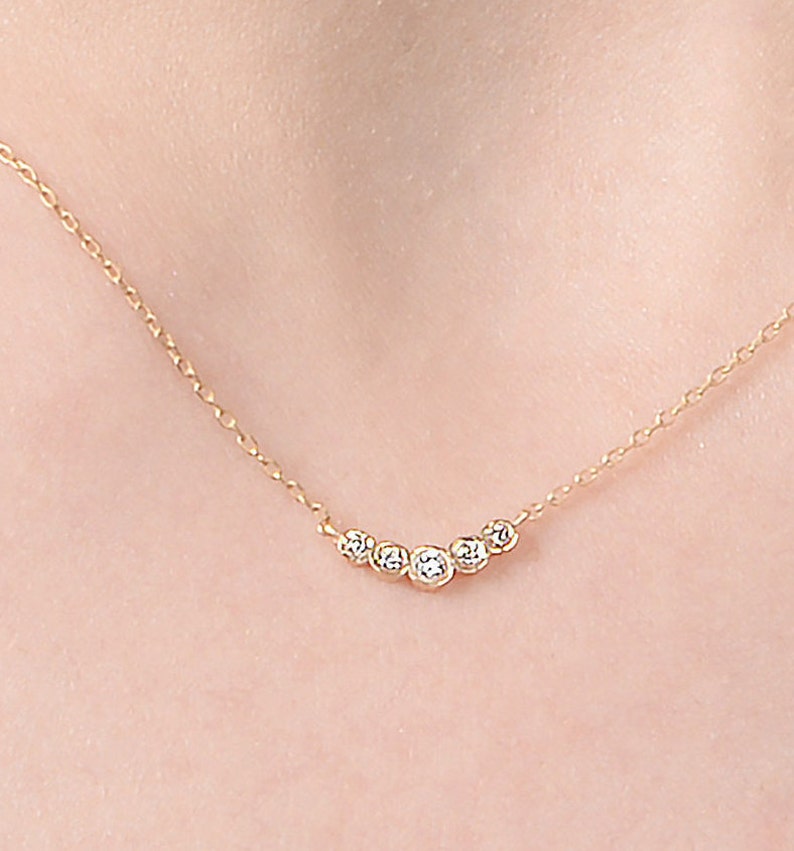 Diamond Bar Necklace 14k Solid Gold Necklace Gold Bar Etsy