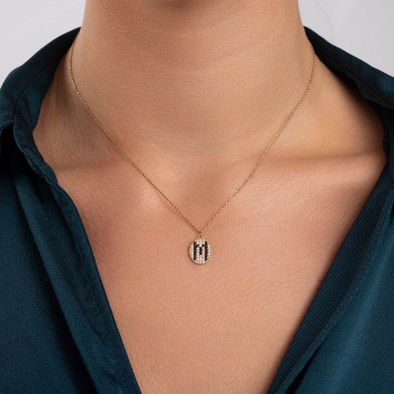 14K Solid Gold Diamond Initial Necklace / Personalized Letter Diamond Pendant / 100% 14k Solid Gold Necklace / Gold Diamond Letter image 4