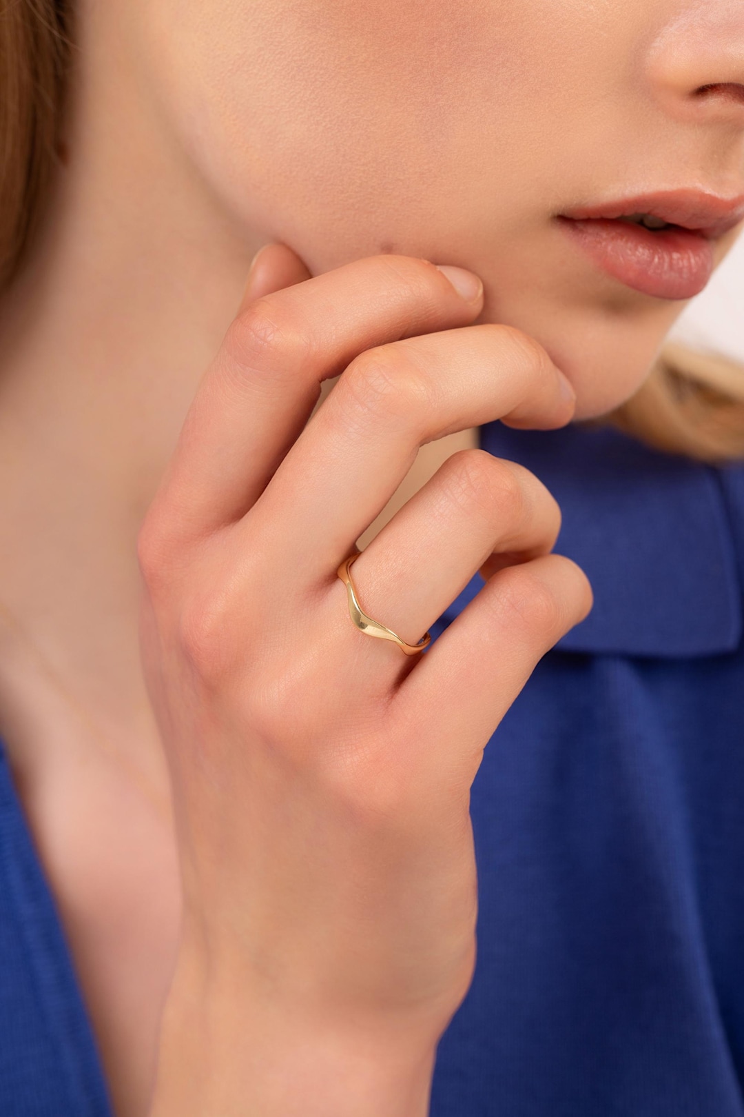 14k Solid Gold Organic Ring: Minimalist Stackable Ring - Etsy