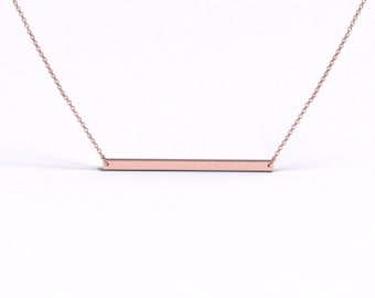 Skinny MINI Bar Necklace, Personalized Gold Bar, Customized Gold Bar Necklace, Solid Gold or Rose Gold Large Bar Necklace, Gift for Her