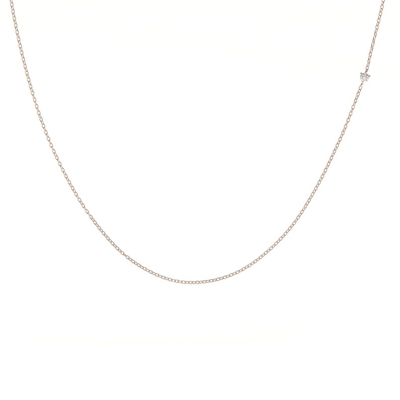 Tiny Diamond Necklace, Dainty Diamond Choker Necklace, 14k Solid Gold Diamond Necklace, Dainty Diamond Choker, Gift for Her image 7