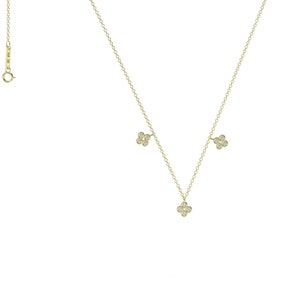 14K Gold Clover Diamond Necklace, Clover Diamond Necklace, Choker Necklace, Gold Diamond Necklace, Natural Diamond Necklace, Gift for Her image 7