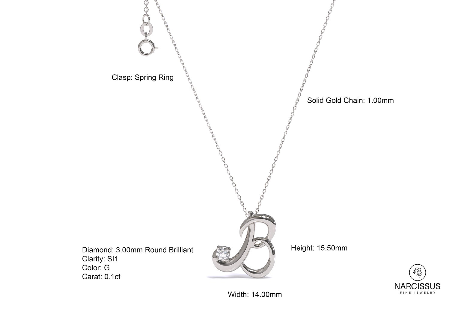 Initial Necklace Charm 14K