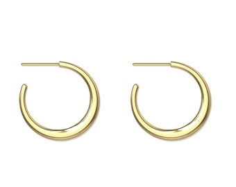 Dainty Hoop Earrings, Solid Gold Earrings, White or Rose Gold, Minimalist Earrings, Classic Thin Hoops, Thin, Lightweight, Gift for Her