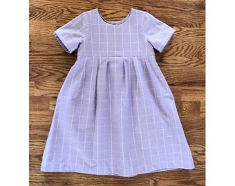 5T dress for girls - lavender windowpane checkered frock - USED