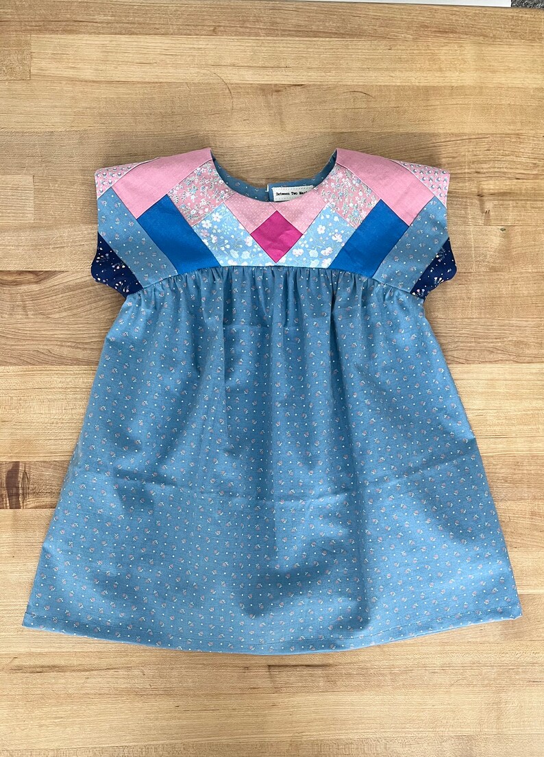 2T Vintage quilt block dress for toddler and girls New dresses made out of vintage quilt blocks toddler dress Spring Summer dress image 4