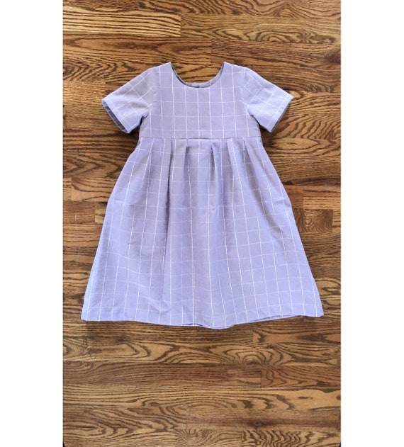 5T Dress for Girls Lavender Windowpane Checkered Frock USED