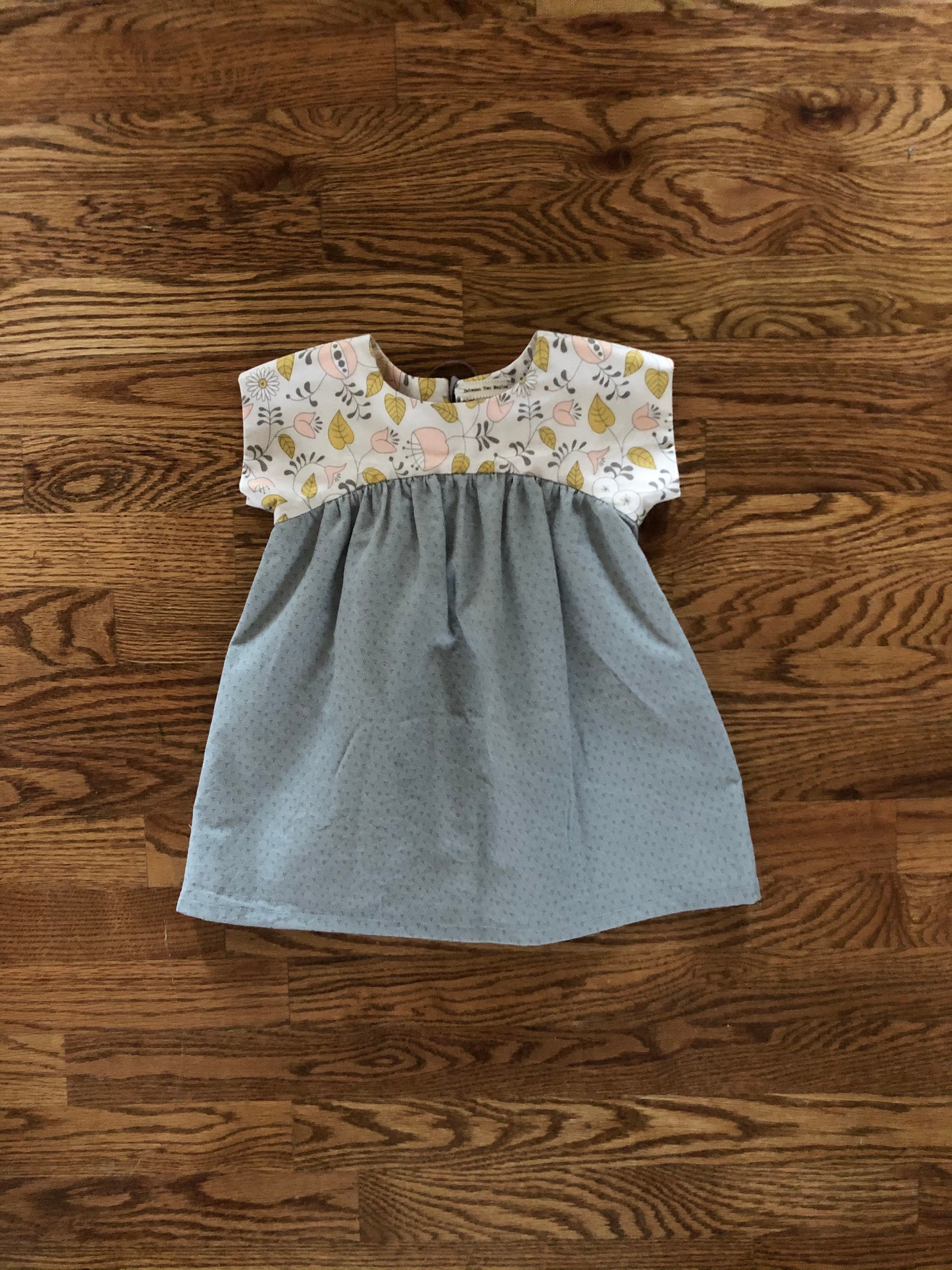 Floral dress for baby toddler and girls Mod gray and pink | Etsy