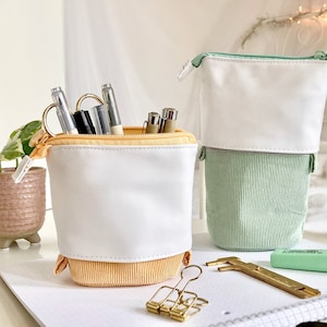 Pop-up Pencil Case Telescopic Pencil Case Pencil Case Mint Green Yellow White Bag Pencils Pencil Case Kawaii Pastel Bullet Journal Scrapbook