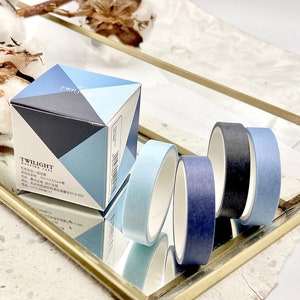 Washi Tape Set Dark Blue Monochrome Simple Colorful Pastel Adhesive Tape Masking Tape Decorative Tape Basic Light Blue Scrapbook Journal Blue