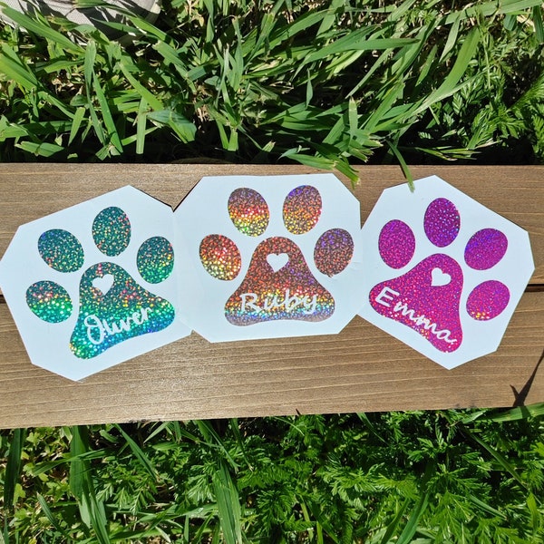 Paw Print Sticker, Paw Decal, Pet Name Decal, Paw Print Tumbler Decal, Dog Mom Decal, Car Decal.