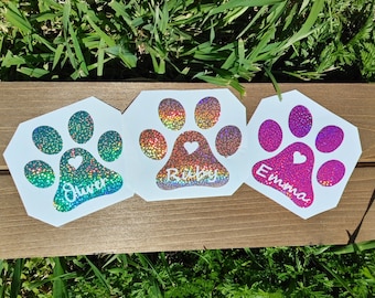Custom Paw Print Vinyl Decal,  Pet Name, Dog Mom, Car, Tumbler
