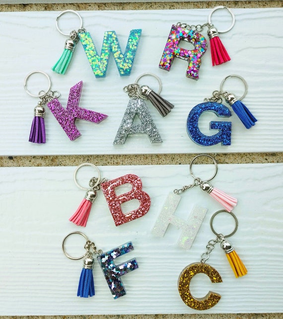 Initial Keychain, Personalized Resin Letter Keychain, Custom