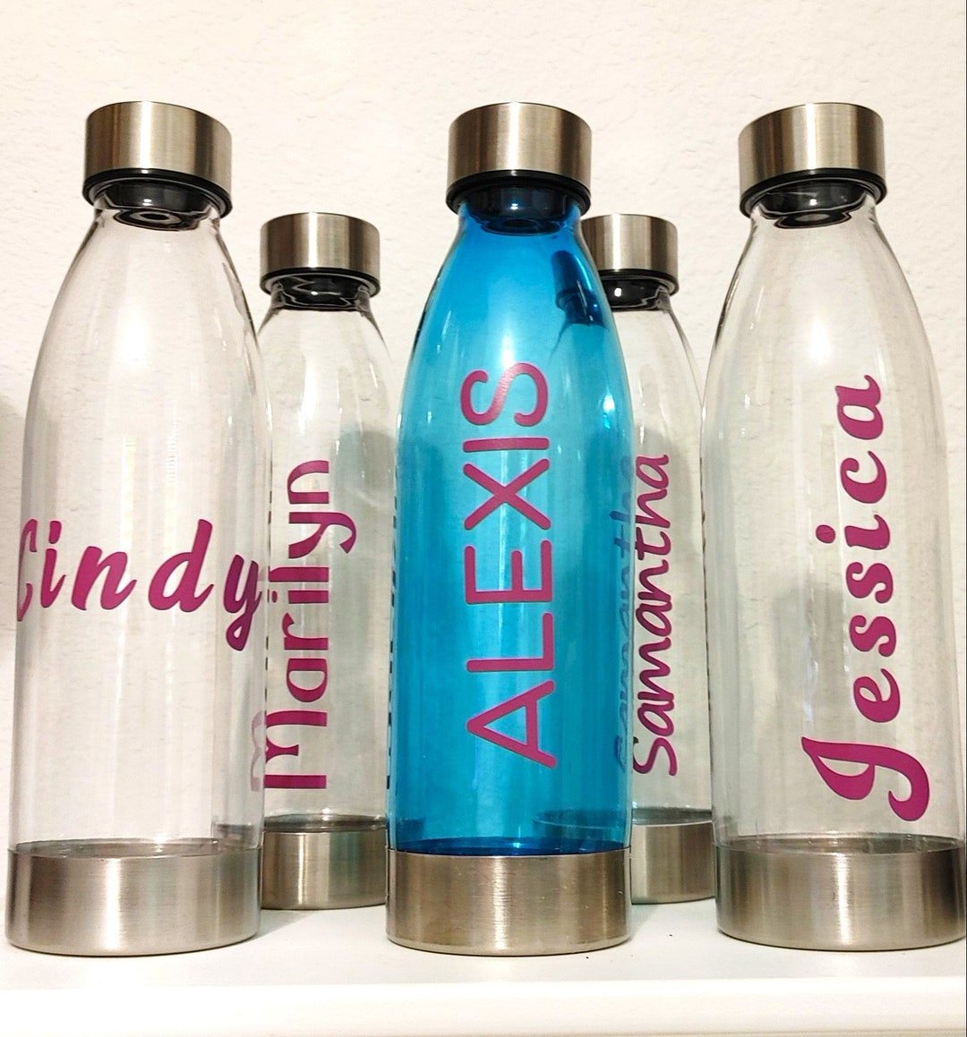 Personalized Water Bottle: Custom Name Vinyl Decal, Stainless Steel - Etsy