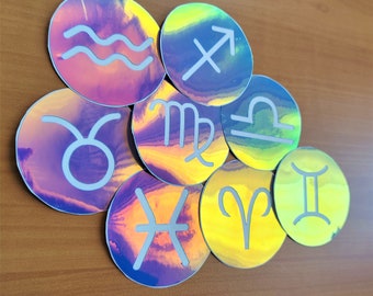 Holographic Zodiac Sign Sticker: Astrology Car Decal