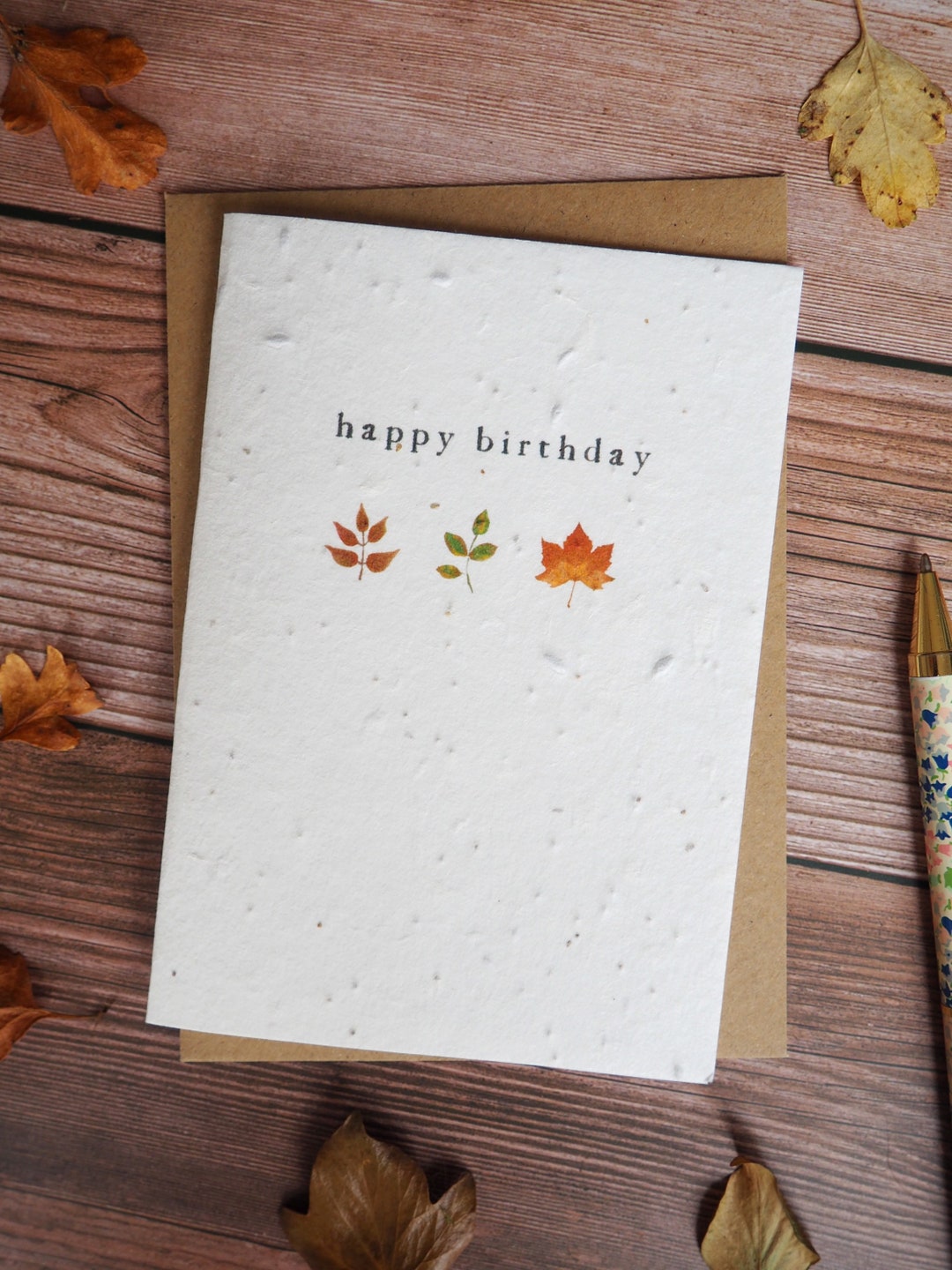 Plantable Seed Card Happy Birthday Autumn Leaves Autumn Collection - Etsy