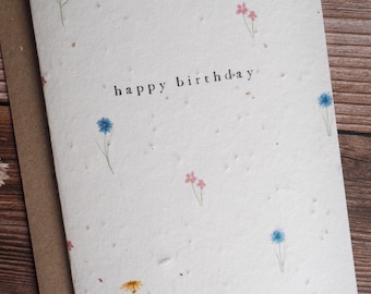 Plantable Seed Card | Happy Birthday | Ditsy Wildflowers | Wildflower Collection