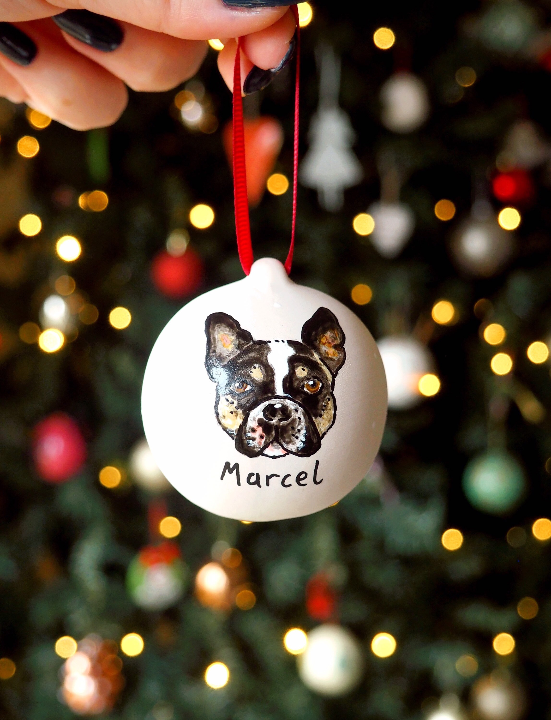 Bespoke Pet Portrait Bauble Hand Painted Original Artwork Etsy
