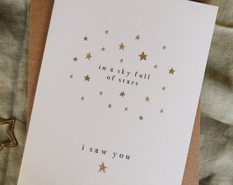 In A Sky Full Of Stars | Valentines | Wedding | Anniversary | Birthday | Handmade A6 Card |