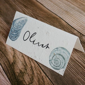 Plantable Wedding Place Cards | Wedding Place Settings | Place Name Card | Seashell Collection