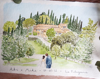 Wedding Venue Watercolour Illustration | Hand Painted | Wedding/Anniversary Gift