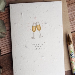 Carte Graines à planter| Flûtes à champagne| Un bonheur pour toujours | Félicitations ! | Mariage | Fiançailles | Anniversaire | Carte A6 faite main