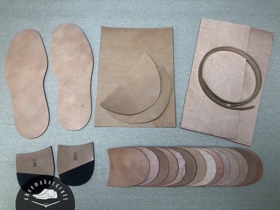 Leather kit for shoemaking, insole, outsole, heel lifts, toe puff, heel counter, welt