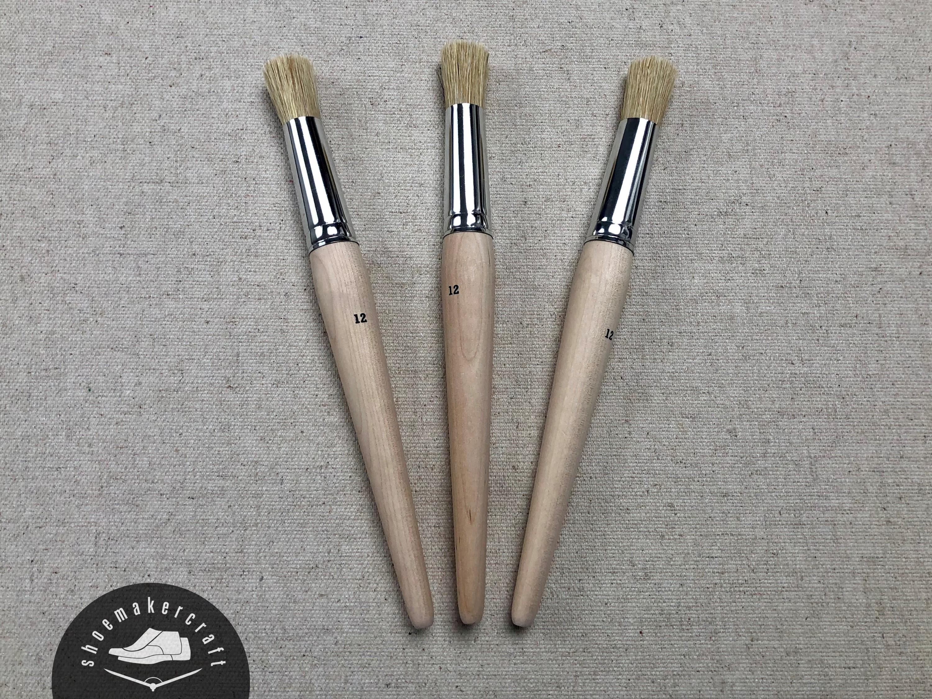 Round Glue Application Brushes for Leatherwork, Boar Bristle Glue Brush Set (3 Pack)