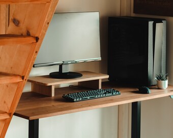 【DIY商品】デスクシェルフ モニタースタンド 天然木 一枚板 オークモニタースタンド 無垢材デスクシェルフ 手作り木製 整理